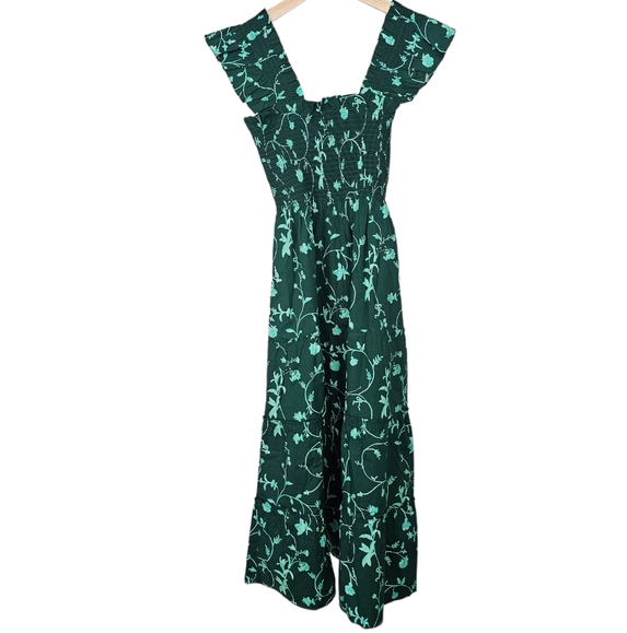 The Ellie Nap Dress Green Botanical Midi Floral New With Tags Size XS - Picture 2 of 5